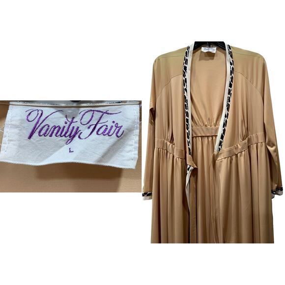 Vintage 70s Vanity Fair Leopard Trim Robe | Dressing Gown House Coat | S/M - Picture 2 of 10